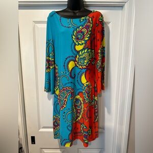 Vibrant Paisley Print Boho Dress - 37” Length, Size L